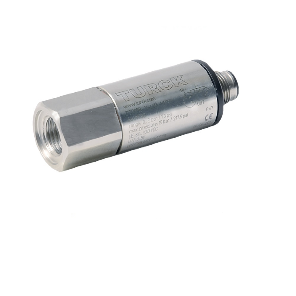 PT002R-11-LU2-H1131 TURCK PRESSURE TRANSMITTER<BR>0-1.6 BAR (0-23.2PSI) 1/4" G FEMALE 11.4-33VDC /0-10V 3 PIN M12