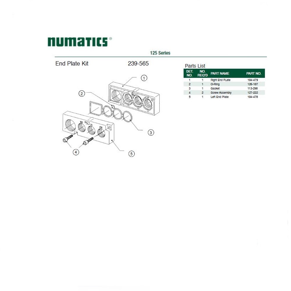 239-565 NUMATICS/AVENTICS END PLATE KIT<BR>125 SERIES 3/4" NPT