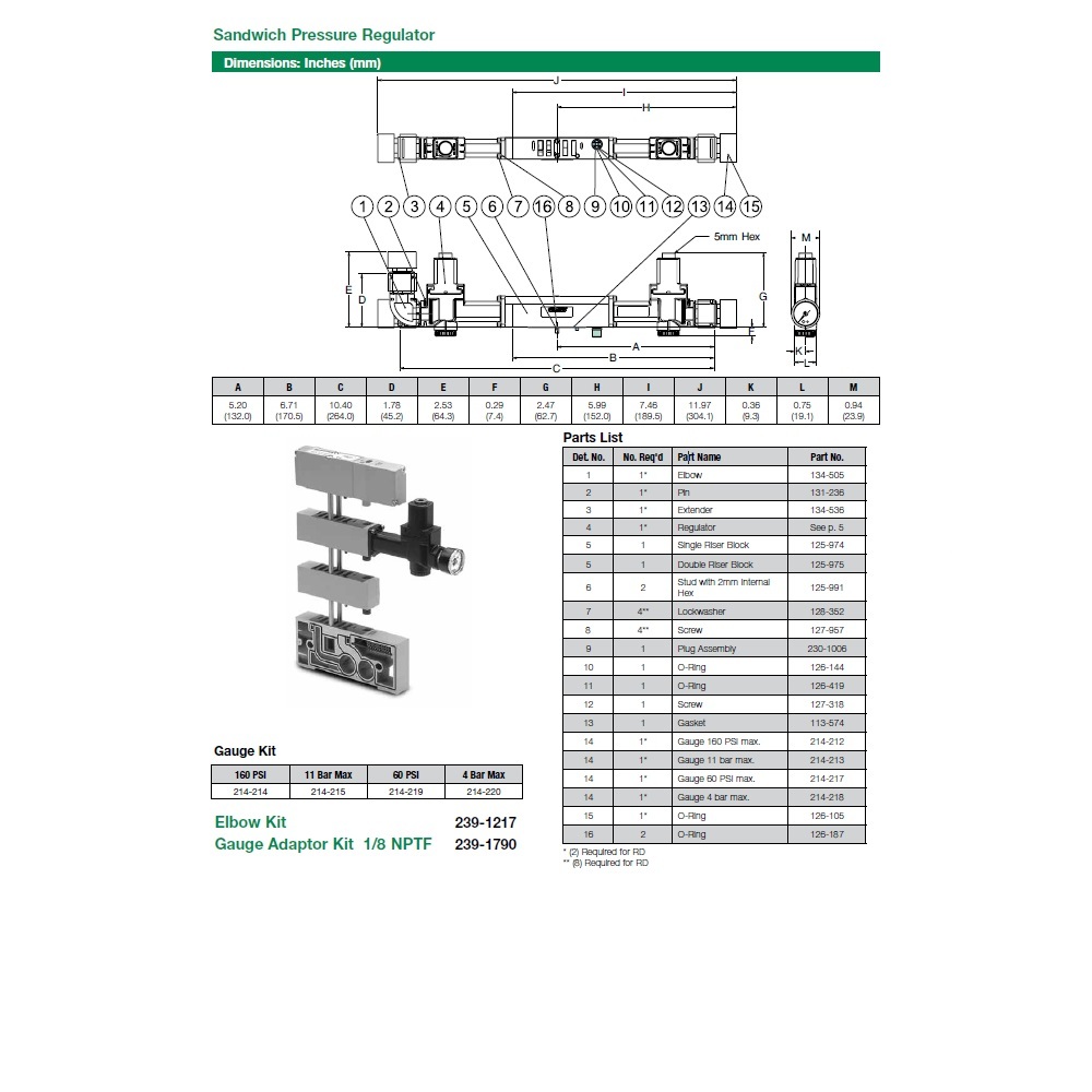 125-991 NUMATICS/AVENTICS SANDWICH REGULATOR PART<BR>2005 SERIES STUD W/2MM INTERNAL HEX
