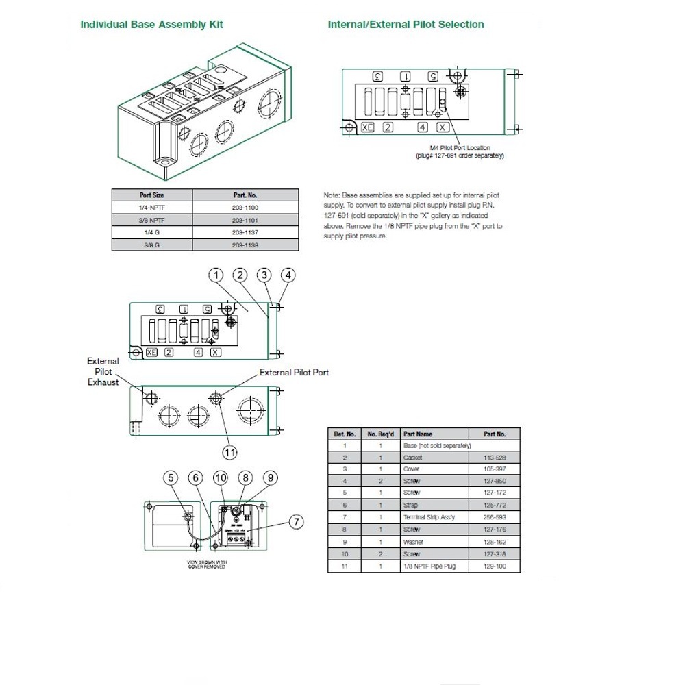 203-1100 NUMATICS/AVENTICS VALVE BASE<BR>2012 SERIES 1/4" NPT SIDE PORTS (3A/3C)