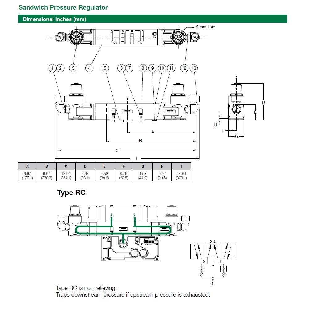 353RC100J000000 NUMATICS/AVENTICS SANDWICH REGULATOR<BR>2035 SERIES DUAL PR/NRC 10-130PSI