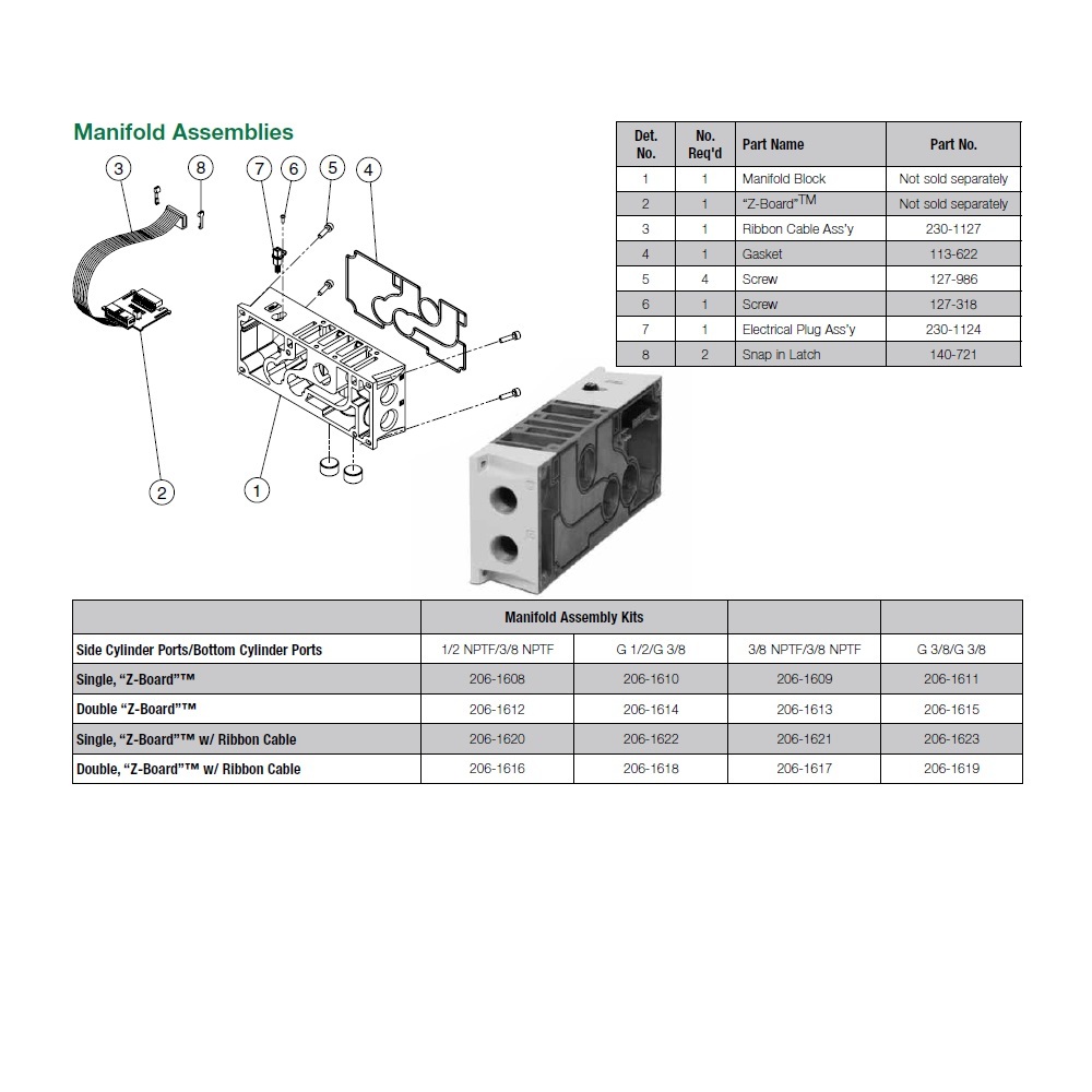 206-1616 NUMATICS/AVENTICS MANIFOLD BLOCK<BR>2035 SERIES 1/2" NPT S/B PORTS DZB W/RC (R2)