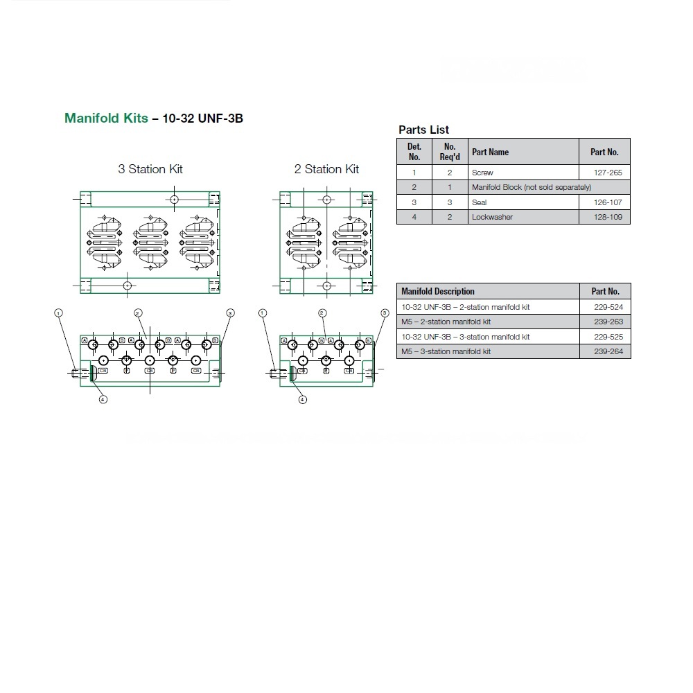 229-525 NUMATICS/AVENTICS MANIFOLD<BR>MK3 SERIES 3 STA 10/32" UNF