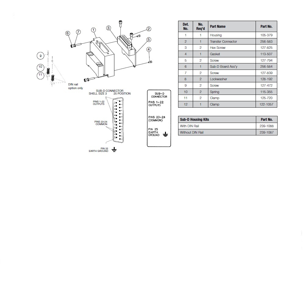 239-1087 NUMATICS/AVENTICS MANIFOLD PART<BR>2002 SERIES 25 PIN SUB-D CONNECTOR & HOUSING