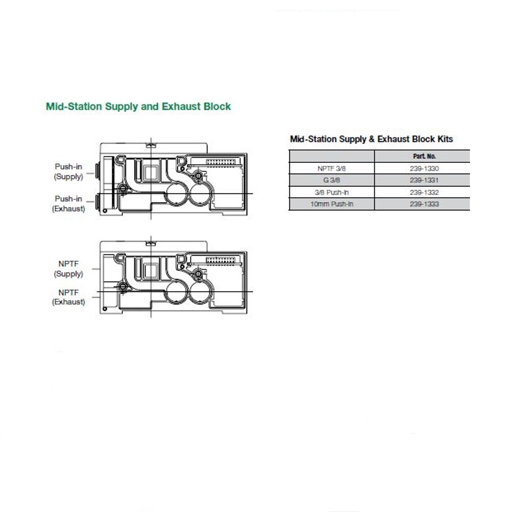 239-1332 NUMATICS/AVENTICS BLANK PLATE/MID STATION SUPPLY BLOCK<BR>2012 SERIES 3/8" TUBE