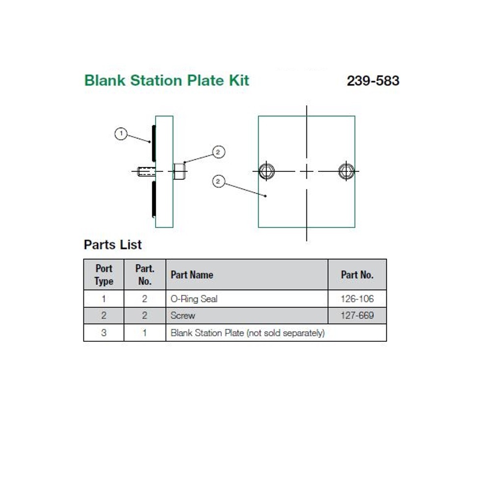 239-583 NUMATICS/AVENTICS BLANK PLATE<BR>L01 SERIES