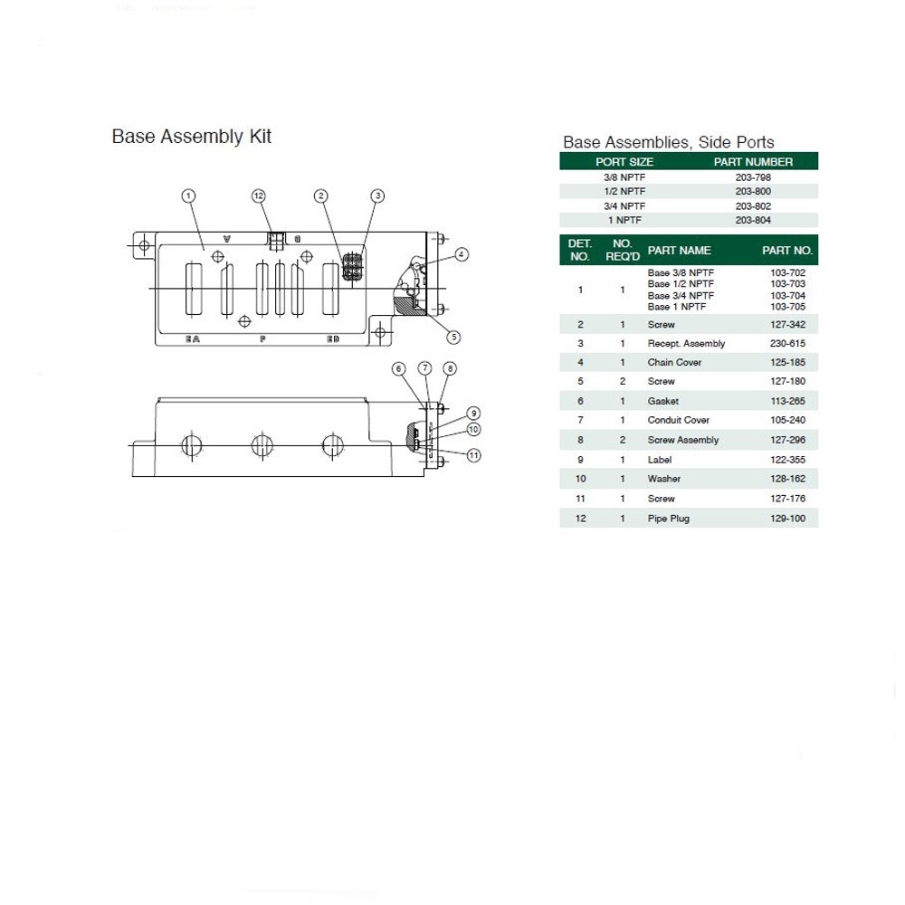 203-800 NUMATICS/AVENTICS VALVE BASE<BR>250 SERIES 1/2" NPT SIDE PORTS (3A/3C)