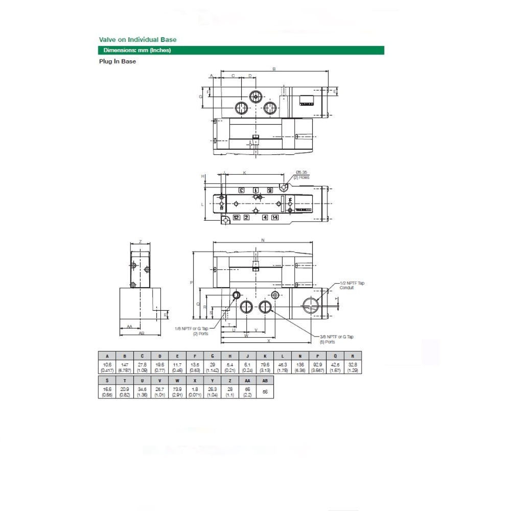 8503AA3A30A0020 NUMATICS/AVENTICS VALVE BASE<BR>503 SERIES 3/8" NPT SIDE PORTS, HW (3A)