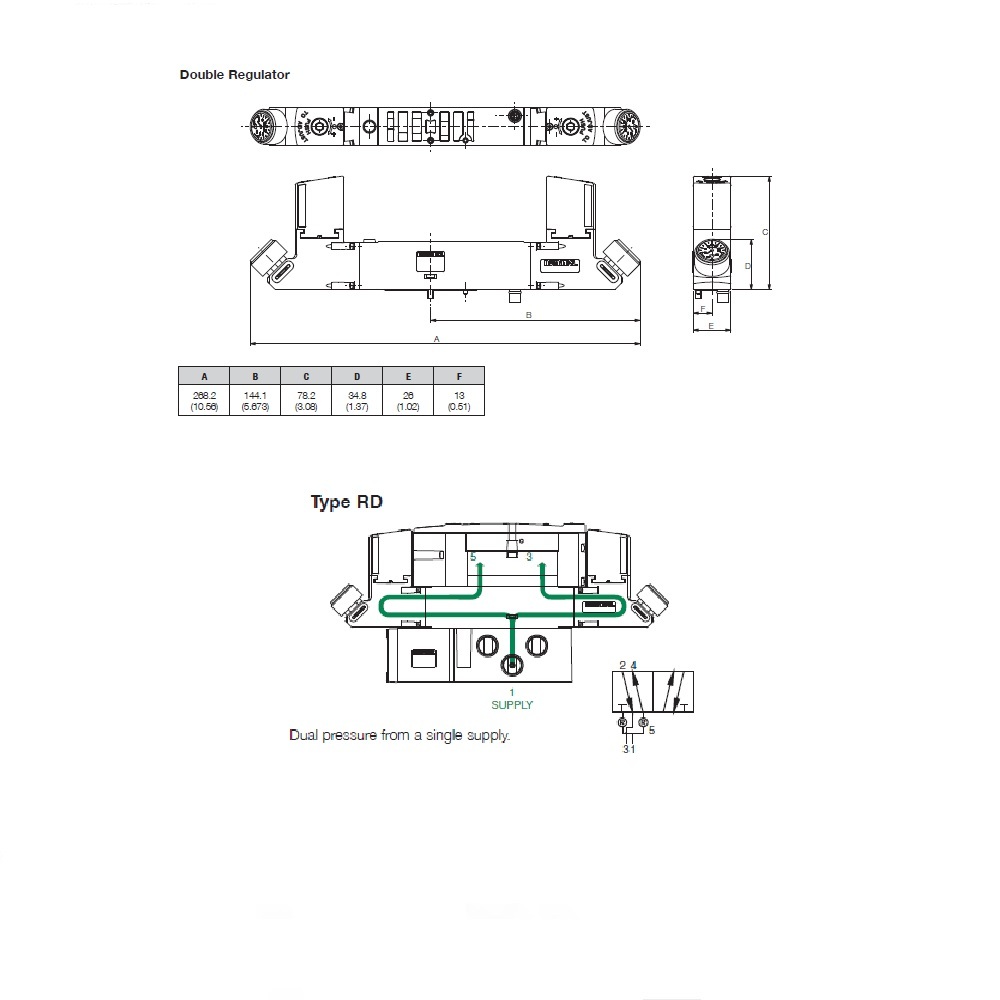 R503ARD110A0030 NUMATICS/AVENTICS SANDWICH REGULATOR<BR>503 SERIES DUAL PR 10-130PSI (ISO 15407-1)