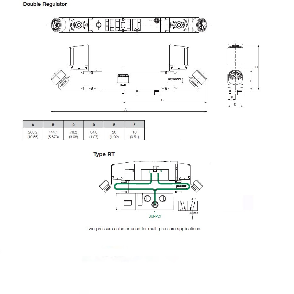 R503ART42J16N20 NUMATICS/AVENTICS SANDWICH REGULATOR<BR>503 SERIES 2 PR SEL 0.3-4.1BAR, (A)JMP PL (ISO 15407-2)