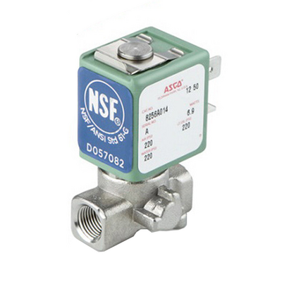 U8256B046V  110/50 ASCO STAINLESS STEEL PROCESS SOLENOID VALVE 8256 SERIES 2/2 NC SPR RTN 110VAC, 0.19CV, 1/8" NPT, UNIVERSAL, FKM SEAL