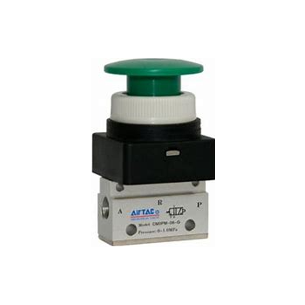 CM3PL06T AIRTAC MANUAL VALVES, CM3 SERIES LATCHING TYPE<BR>COMPACT 3 WAY 2 POSITION N.C, 1/8" NPT PORTS