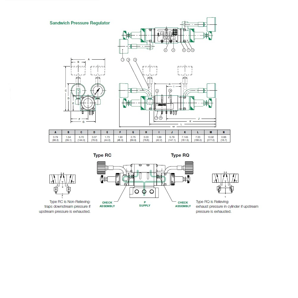 152RQ100J012H00 NUMATICS/AVENTICS SANDWICH REGULATOR<BR>MK15 SERIES DUAL PR/RC 10-130PSI, NO GAUGE
