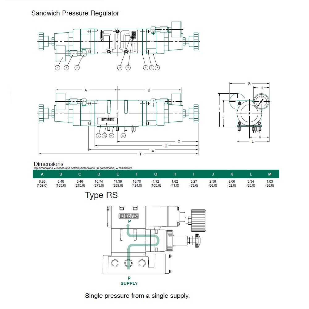 554RS100JP16W00 NUMATICS/AVENTICS SANDWICH REGULATOR<BR>MK55,SPA55 SERIES SGL PR 10-130PSI, TFG