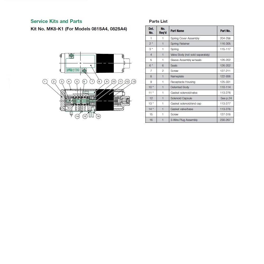 127-211 NUMATICS/AVENTICS MANIFOLD PART<BR>MK8 SERIES SCREW FOR VALVE