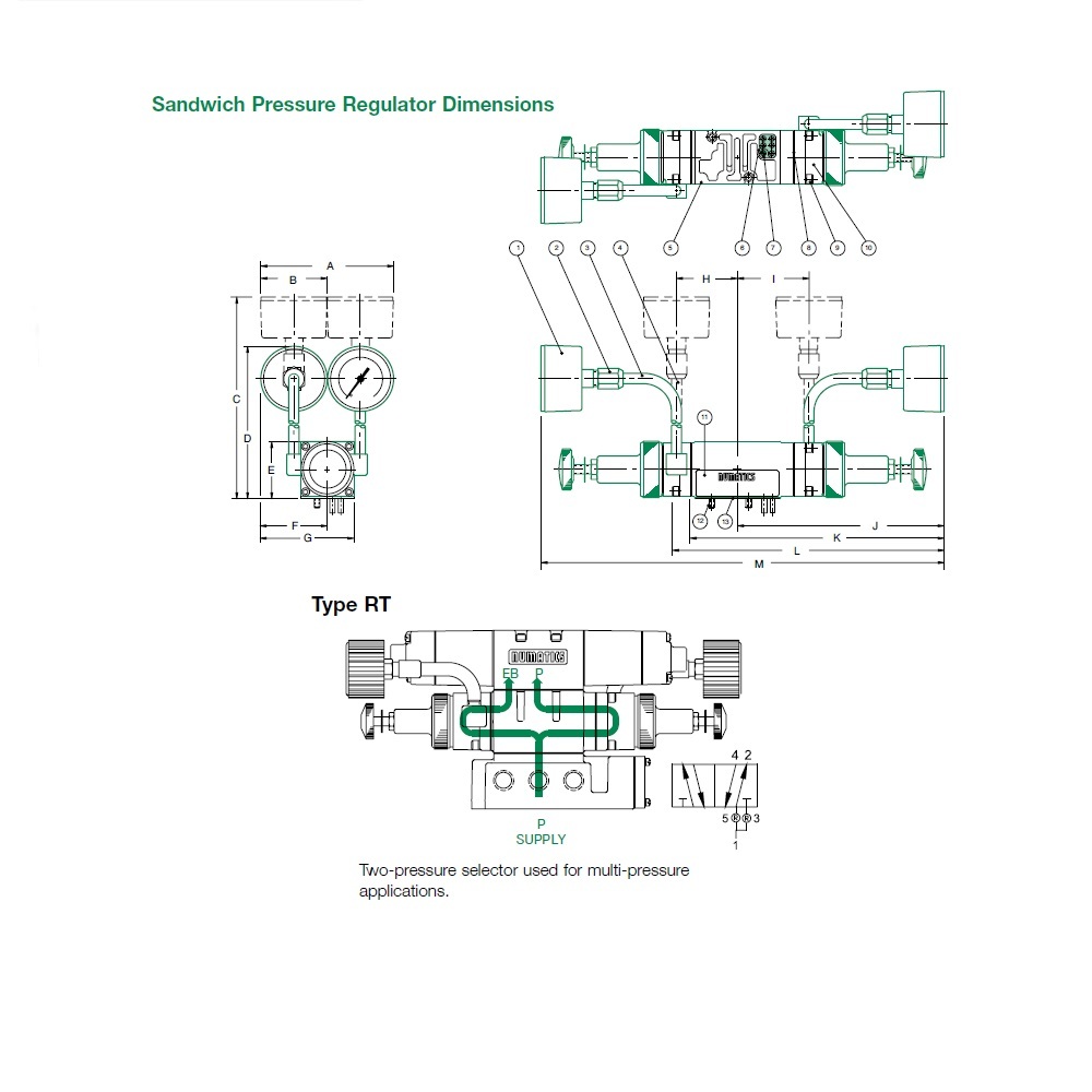 081RT100J012H00 NUMATICS/AVENTICS SANDWICH REGULATOR<BR>MK8 SERIES 2 PR SEL 10-130PSI, NO GAUGE