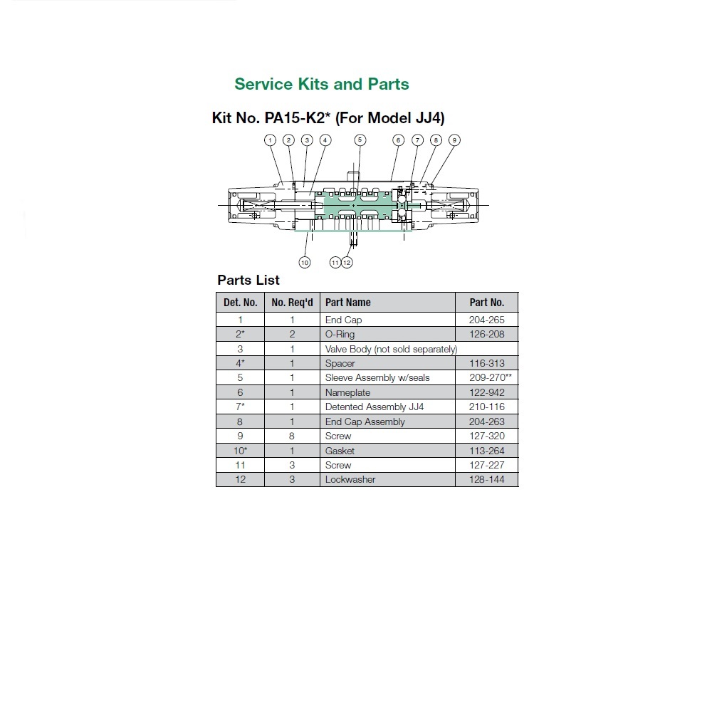 PA15-K2 NUMATICS/AVENTICS VALVE REPAIR KIT<BR>PA15 SERIES (JJ4) DOUBLE AIR PILOT