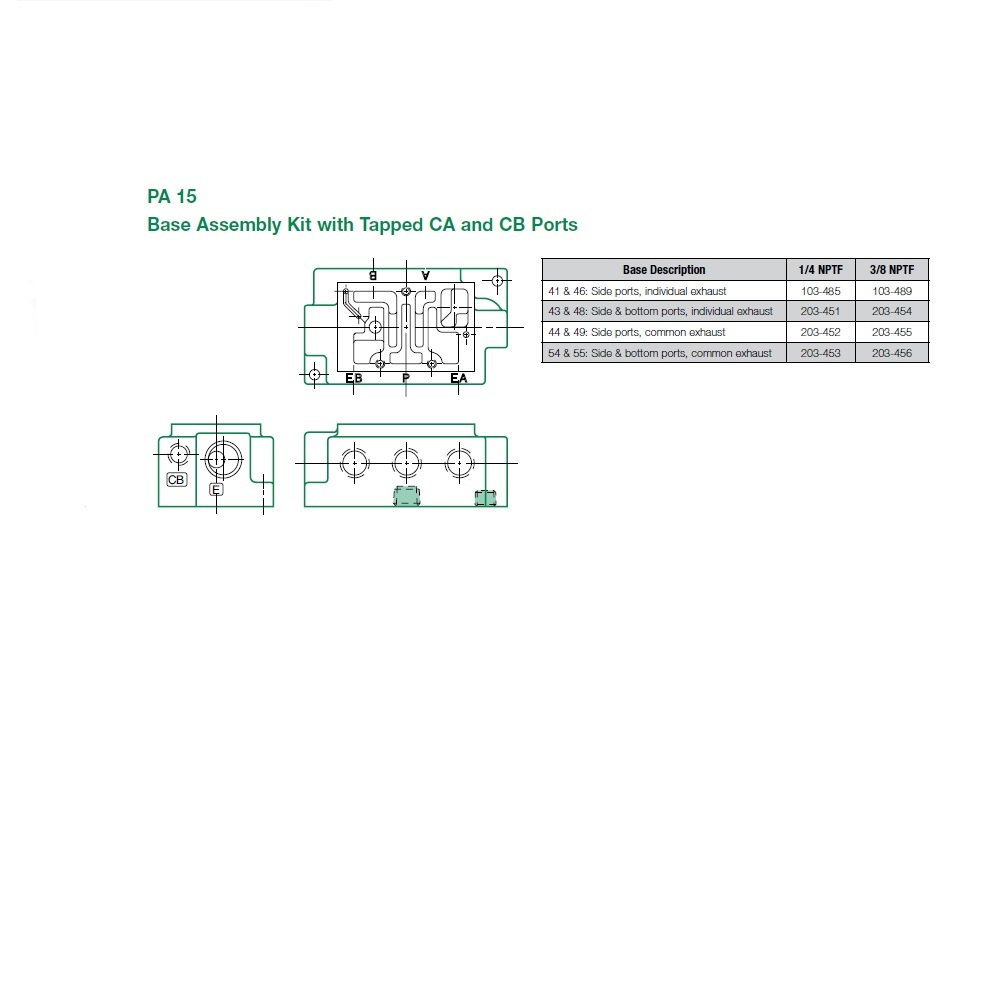 203-451 NUMATICS/AVENTICS VALVE BASE<BR>PA15 SERIES 1/4" NPT S/B PORTS (43/48)