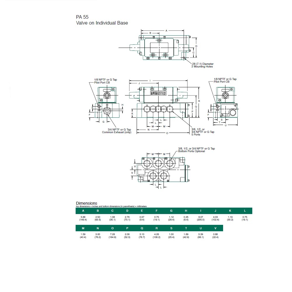 553JJ63BO000000 NUMATICS/AVENTICS AIR-PILOT VALVE/BASE<BR>MK55 SERIES 4/3 CLOSED CTR 3/8" NPT