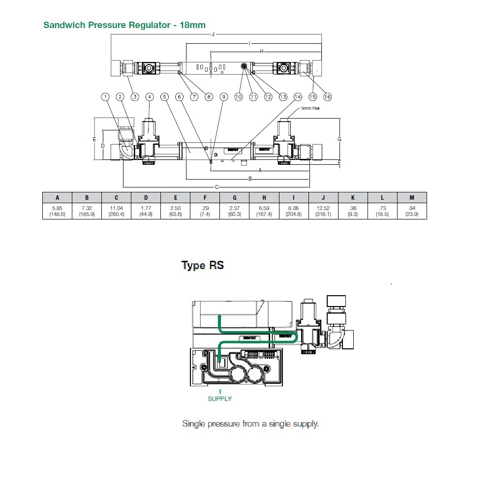 I51RS400J063D00 NUMATICS/AVENTICS SANDWICH REGULATOR<BR>ISO 18MM SERIES SGL PR 5-60PSI, TFEG