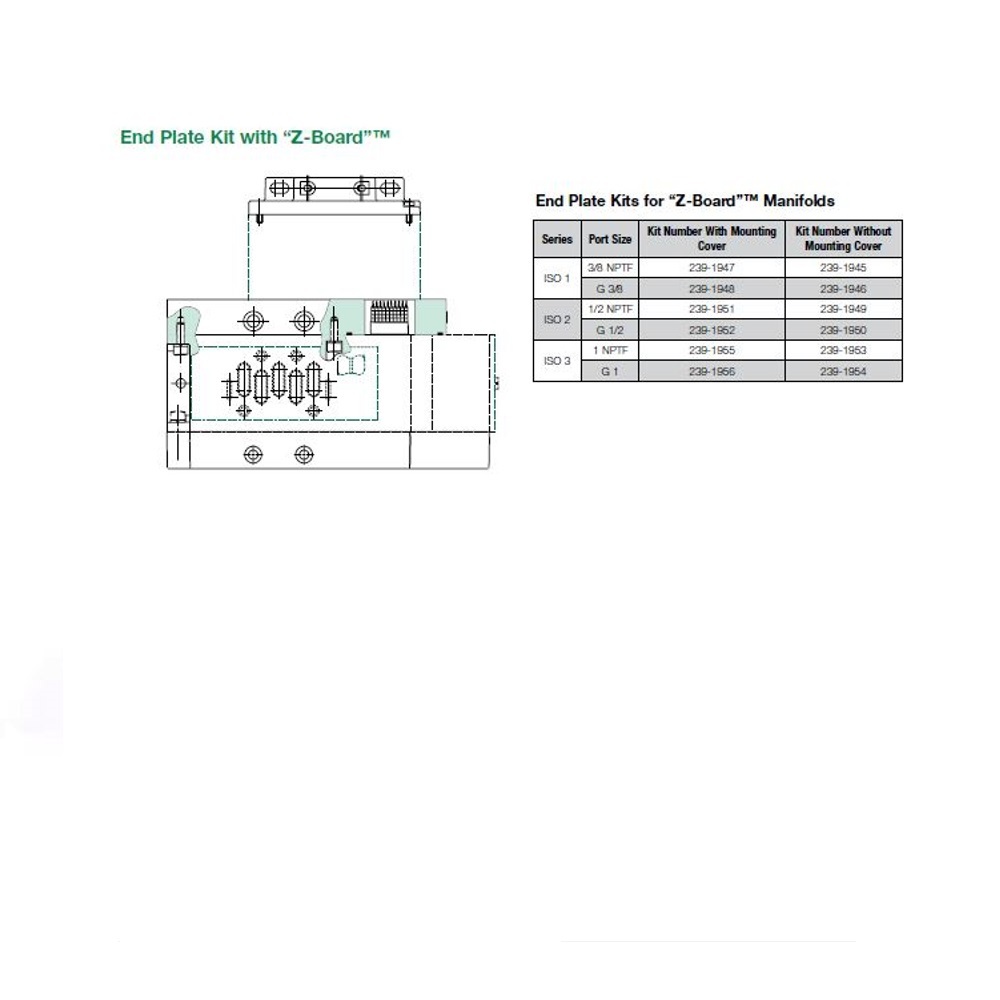 239-875 NUMATICS/AVENTICS END PLATE KIT<BR>ISO3 SERIES 1" NPT, COMMON EXHAUST (HARDWIRED)