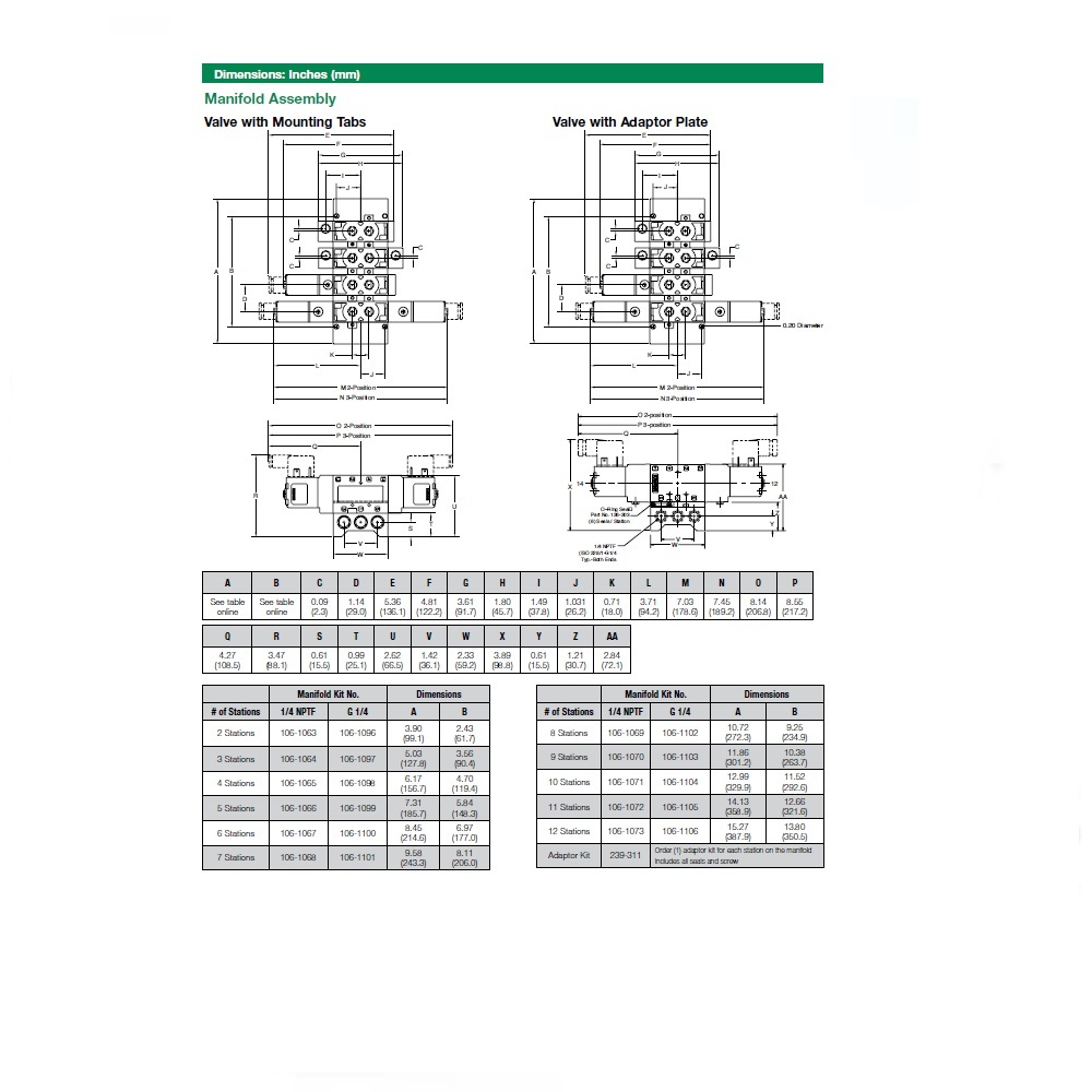 106-1068 NUMATICS/AVENTICS MANIFOLD<BR>L1 SERIES 7 STATION 1/4" NPT