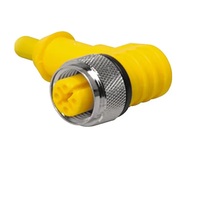 TURCK CORDSET&lt;BR&gt;4 PIN M12 FEMALE ELB 5M PUR YE 20AWG 250VAC/DC