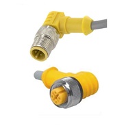 TURCK CORDSET&lt;BR&gt;4 PIN M12 F/M ELB 0.2M TPU GY HI-FLEX 22AWG 250VAC/DC