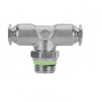 60210-06-04 AIGNEP STAINLESS STEEL PUSH-IN FITTING<BR>3/8" TUBE X 1/4" UNIV MALE SWIVEL BRANCH TEE