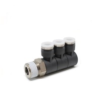 PHT3/8-03 PISCO PLASTIC PUSH-IN FITTING<BR>3/8" TUBE X 3/8" BSPT MALE TRIPLE UNIVERSAL ELBOW