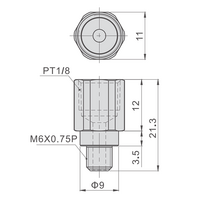 L-P-A01 AIRTAC LINEAR RAIL PARTS<br>BEARING GREASE STRIAGHT NIPPLE M6 TO 1/8"PT, FOR BEARING SERIES 20, 25, 30, & 35