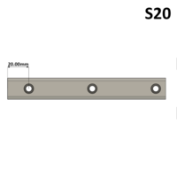 LSD20RLX460-S20-H-D AIRTAC LOW PROFILE RAIL<br>LSD 20MM SERIES, HIGH ACCURACY, 20MM END TO FIRST HOLE, CUT TO LENGTH OF 460MM