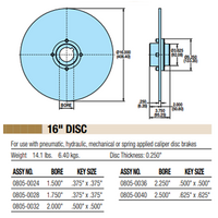 08050032 TOLOMATIC FIXED HUB DISC ASSEMBLY, 16" DISC DIAMETER, 2" BORE, 0.25" THICKNESS