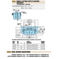 07330020 TOLOMATIC PNEUMATIC CALIPER BRAKE, SINGLE ACTING, FLOATING MOUNT - FIXED DISC, 5/32" THICK (P200SAF)