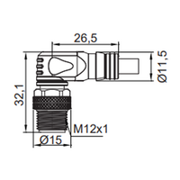 CB12.4-5.32 ELCO SINGLE ENDED MICRO CABLE, 4 PIN M12 MALE ELBOW PVC BLACK 22 AWG 5M