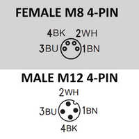 CBO12.4-2.23-CB8.4/P ELCO DOUBLE ENDED PATCH CABLE 4 PIN M12 X M8 F/M ELBOW 2M PUR YELLOW 24 AWG