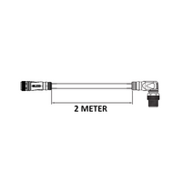 CO12.4-2.32-CB12.4/P ELCO DOUBLE ENDED PATCH CABLE, 4 PIN M12 F/M STR/ELB 2M PUR BLACK 22 AWG