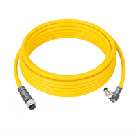 ELCO DOUBLE ENDED PATCH CABLE 3 PIN M12 X M8 F/M STR/ELB 5M PUR YELLOW 24 AWG