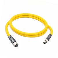 ELCO DOUBLE ENDED PATCH CABLE 3 PIN M12 X M8 F/M STRAIGHT 1M PUR YELLOW 24 AWG
