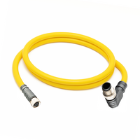ELCO DOUBLE ENDED PATCH CABLE 3 PIN M8 X M12 F/M STR/ELB 1M PUR YELLOW 24 AWG