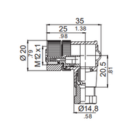 LSBO12.5-0/C(BU) ELCO M12 FIELD ATTACHABLE SCREW TERMINAL CONNECTORS 5 PIN FEMALE ELBOW