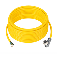ELCO SINGLE ENDED MICRO CABLE, 4 PIN M12 FEMALE ELBOW PVC YELLOW 22 AWG 10M