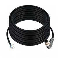 ELCO SINGLE ENDED MICRO CABLE, 4 PIN M12 MALE ELBOW PVC BLACK 22 AWG 15M