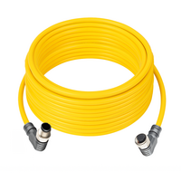 ELCO DOUBLE ENDED PATCH CABLE, 4 PIN M12 F/M ELBOW 10M PUR YELLOW 22 AWG