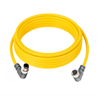ELCO DOUBLE ENDED PATCH CABLE, 4 PIN M12 F/M ELBOW 5M PUR YELLOW 22 AWG