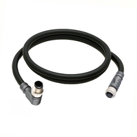 ELCO DOUBLE ENDED PATCH CABLE, 4 PIN M12 F/M STR/ELB 1M PUR BLACK 22 AWG