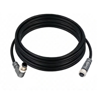 ELCO DOUBLE ENDED PATCH CABLE, 4 PIN M12 F/M STR/ELB 5M PUR BLACK 22 AWG