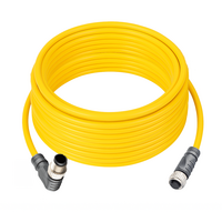 ELCO DOUBLE ENDED PATCH CABLE, 4 PIN M12 F/M STR/ELB 10M PUR YELLOW 22 AWG