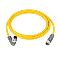 ELCO DOUBLE ENDED PATCH CABLE, 4 PIN M12 F/M STR/ELB 2M PUR YELLOW 22 AWG