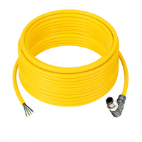 ELCO SINGLE ENDED MICRO CABLE, 4 PIN M12 MALE ELBOW PUR YELLOW 22 AWG 15M PNP LED